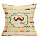 Happy Father's Day Lovely Mustache Pattern Throw Pillow Cushion Cover Pillowcase Home Sofa Decoration Daddy Birthday Present