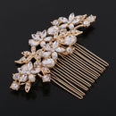 Sparkling 4" Gold Rhinestone Crystal FlowerWedding Bride Updo Hair Pin Comb