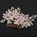 White Bead Crystal Headpiece BrideHair Clip Lady Hair Comb Grip Slide Gold