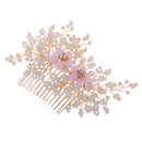 White Bead Crystal Headpiece BrideHair Clip Lady Hair Comb Grip Slide Gold