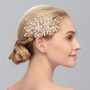 White Bead Crystal Headpiece BrideHair Clip Lady Hair Comb Grip Slide Gold
