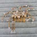 Rhinestone Clear Crystal Headpiece Bridal Hair Clip Lady Hair Comb w/Tassle