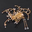Rhinestone Clear Crystal Headpiece Bridal Hair Clip Lady Hair Comb w/Tassle