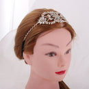 Women Diamante Rhinestone Beaded Flower Head Chain Jewelry Headband Elastic Hairband Wedding Prom Hair Accessory Gift