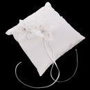 Wedding Party Satin Ribbon Flower Pearls Ring Pillow Ring Bearer Cushion