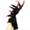 Scary Woman Witch Gloves w/ Long Red Glitter Fingernails Halloween Costume