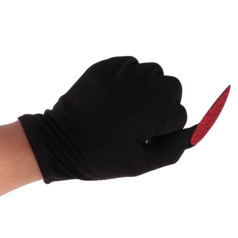 Scary Woman Witch Gloves w/ Long Red Glitter Fingernails Halloween Costume
