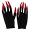 Scary Woman Witch Gloves w/ Long Red Glitter Fingernails Halloween Costume