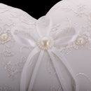 Wedding Party Lace Embroidery Flower Ribbon Ring Pillow Ring Bearer Cushion