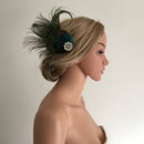 Vintage Peacock Feather Crystal Flower Hair Clip Headpiece Hair Costume