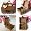 Wedding Square Wooden Ring Bearer Box Heart Ring Pillow Box Lover Gift Box