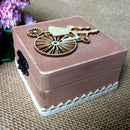 Vintage Riding Bride Groom Couple Wooden Ring Box Wedding Ring Bearer Box