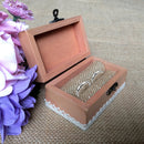 Vintage Wooden Ring Box Wedding Love Ring Bearer Box with Burlap Roll Pillow