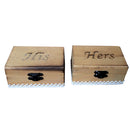Pack of 2 Rustic His Hers Wooden Ring Box Wedding Ceremony Party Ring Holder Box