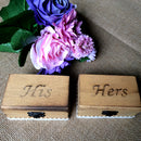 Pack of 2 Rustic His Hers Wooden Ring Box Wedding Ceremony Party Ring Holder Box