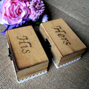 Pack of 2 Rustic His Hers Wooden Ring Box Wedding Ceremony Party Ring Holder Box