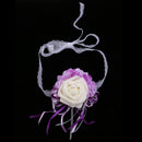 Delicate Purple Beige Wedding Wrist Corsage Bracelet Bridesmaid Sisters Hand Flowers Party Prom Favors