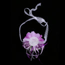 Delicate Purple Beige Wedding Wrist Corsage Bracelet Bridesmaid Sisters Hand Flowers Party Prom Favors