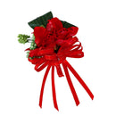 Wedding Bridal Boutonniere Corsage Groom Cymbidium Flower with Ribbon Red