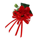 Wedding Bridal Boutonniere Corsage Groom Cymbidium Flower with Ribbon Red