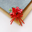 Wedding Bridal Boutonniere Corsage Groom Cymbidium Flower with Ribbon Red