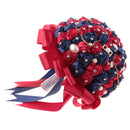 Wedding Bouquet Bridal Bridesmaid Blue and Red Rose Handmade Decor