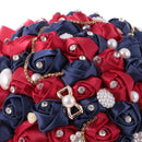 Wedding Bouquet Bridal Bridesmaid Blue and Red Rose Handmade Decor