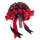 Wedding Bouquet Bridal Bridesmaid Blue and Red Rose Handmade Decor