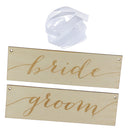 2pcs Romantic Rustic Bride Groom Wood Wedding Ceremony Chair Hanging Sign Plaques Set Picture Photo Props