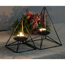Pieces of 2 Geometric Metal Triangle Candle Holder Candlestick Tabletop Decor
