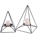 Pieces of 2 Geometric Metal Triangle Candle Holder Candlestick Tabletop Decor