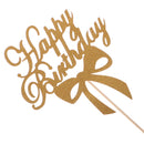10x Glitter Gold Paper HAPPY BIRTHDAY Alphabets Cake Cupcake Toppers Picks Party DÃ©cor