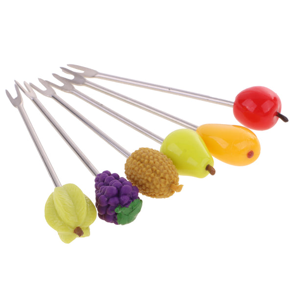1 Set Assorted Fruit Design Fruit Vegetable Dessert Cake Picks Party Kitchen Bar Tool Gadgets Set Barrel Holder Stand