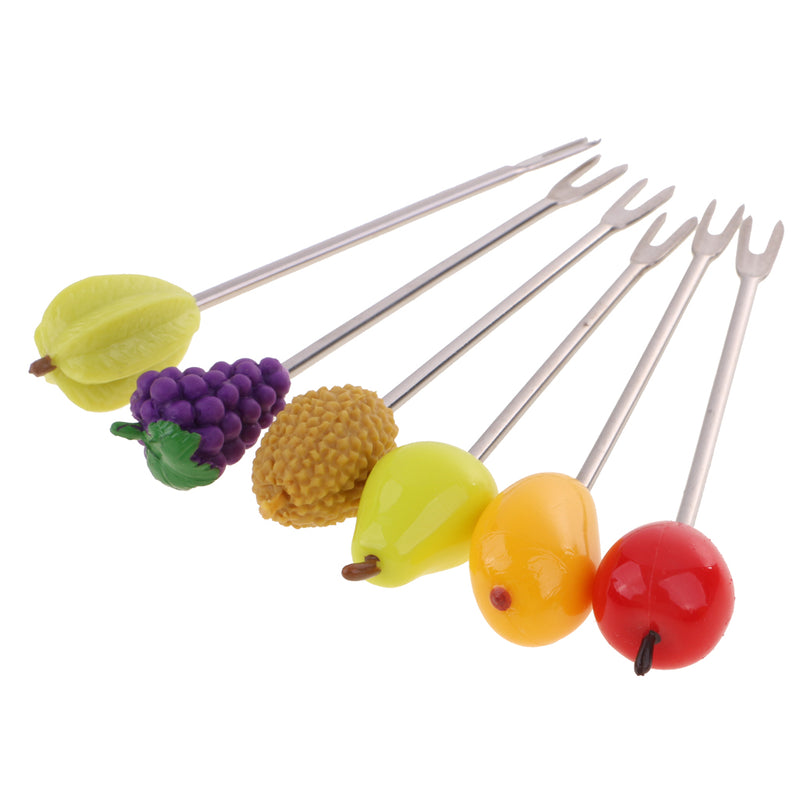1 Set Assorted Fruit Design Fruit Vegetable Dessert Cake Picks Party Kitchen Bar Tool Gadgets Set Barrel Holder Stand