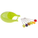 1 Set Assorted Fruit Design Fruit Vegetable Dessert Cake Picks Party Kitchen Bar Tool Gadgets Set Barrel Holder Stand