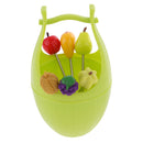 1 Set Assorted Fruit Design Fruit Vegetable Dessert Cake Picks Party Kitchen Bar Tool Gadgets Set Barrel Holder Stand