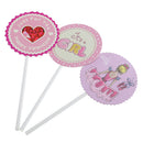 Pack of 30 It's a Girl Happy Valentine Cake Topper Baby Announcement Cupcake Picks
