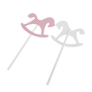 30pcs Paper Horse Cupcake Picks Cake Toppers Party Baby Shower Pink