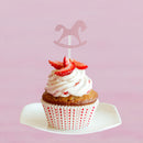 30pcs Paper Horse Cupcake Picks Cake Toppers Party Baby Shower Pink