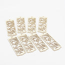 10 Pieces Hollow Rectangle Wedding Wood Pieces Gift Tag Bookmark with Ribbon