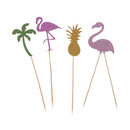 Set of 4pcs Shiny Tropical Style Cupcake Food Picks Cake Toppers Party Decoration
