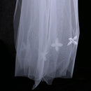 Beautiful One Tier Veil White Flower Pearls Lace Wedding Bridal Elbow Length Veil with Barrette Hair Accessory