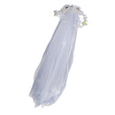Beautiful One Tier Veil White Flower Pearls Lace Wedding Bridal Elbow Length Veil with Barrette Hair Accessory
