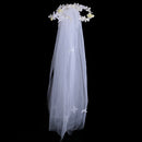 Beautiful One Tier Veil White Flower Pearls Lace Wedding Bridal Elbow Length Veil with Barrette Hair Accessory