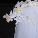 Beautiful One Tier Veil White Flower Pearls Lace Wedding Bridal Elbow Length Veil with Barrette Hair Accessory