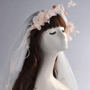 Handmade Bridal Wedding White Veil 2 Tier with Barrette Bride To Be Fancy Dress Veil Flower Garland Pearl Veil