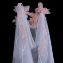 Handmade Bridal Wedding White Veil 2 Tier with Barrette Bride To Be Fancy Dress Veil Flower Garland Pearl Veil