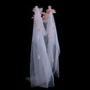 Handmade Bridal Wedding White Veil 2 Tier with Barrette Bride To Be Fancy Dress Veil Flower Garland Pearl Veil