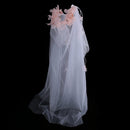 Handmade Bridal Wedding White Veil 2 Tier with Barrette Bride To Be Fancy Dress Veil Flower Garland Pearl Veil