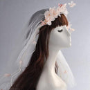 Handmade Bridal Wedding White Veil 2 Tier with Barrette Bride To Be Fancy Dress Veil Flower Garland Pearl Veil